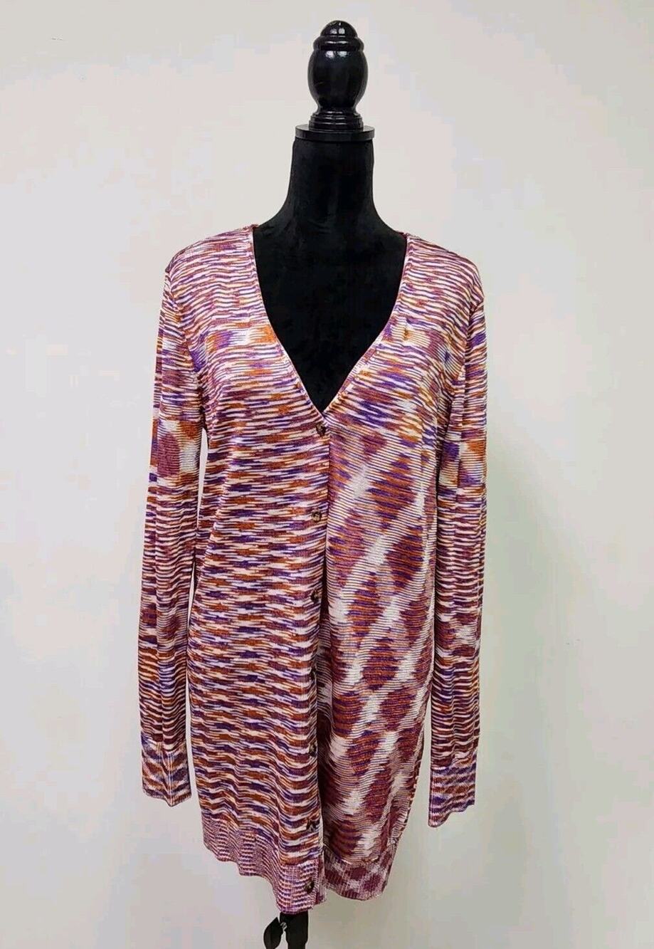 Free People Into The Night Tunic Cardigan Sweater Medium Purple Multicolor NWT